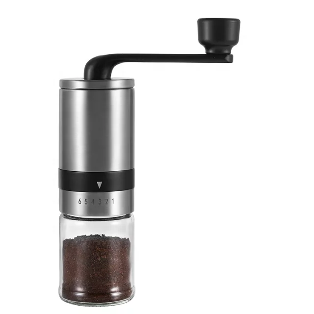 Compact Manual hand grinder with ceramic burr (Silver)