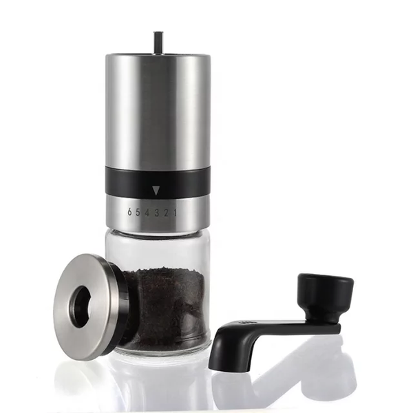 Compact Manual hand grinder with ceramic burr (Silver)